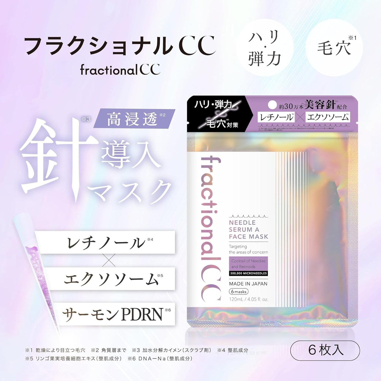Máscara Facial Fractional CC Needle Serum A – 6 Folhas (Fabricado no Japão)