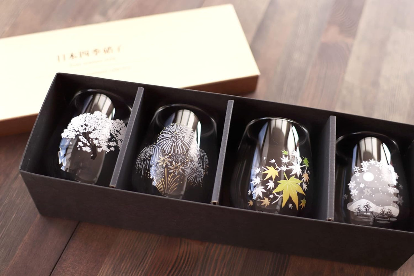 Marumo Takagi Pottery – Cold Sensation Japanese Four Seasons Free Glass Set – 4 Pieces