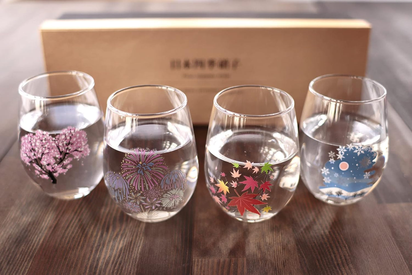 Marumo Takagi Pottery – Cold Sensation Japanese Four Seasons Free Glass Set – 4 Pieces