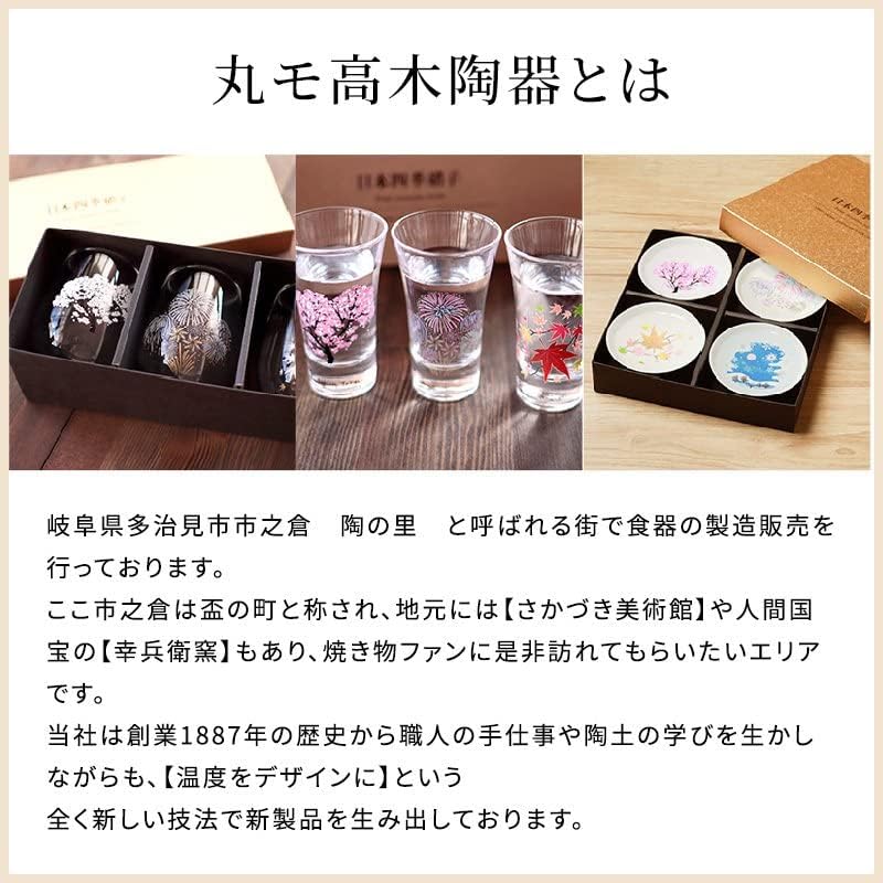 Marumo Takagi Pottery – Hira-zara Cold Sensation Japanese Four Seasons Set – 4 Pieces