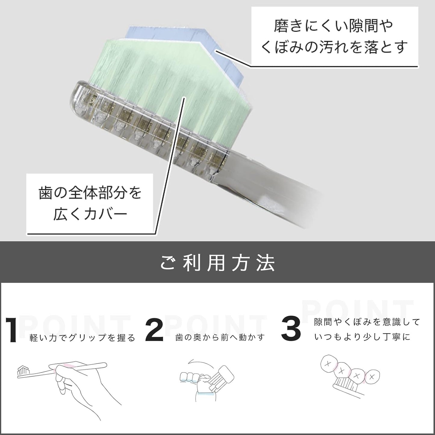 Kiseki no Oral Care – Escova de Dentes Milagrosa Triângulo (Formato de Pirâmide) – Conjunto de 3 peças Média/Regular