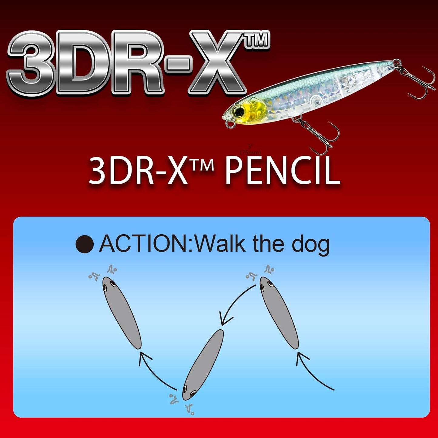YO-ZURI 3DR-X Pencil Floating 75mm Bass Lure