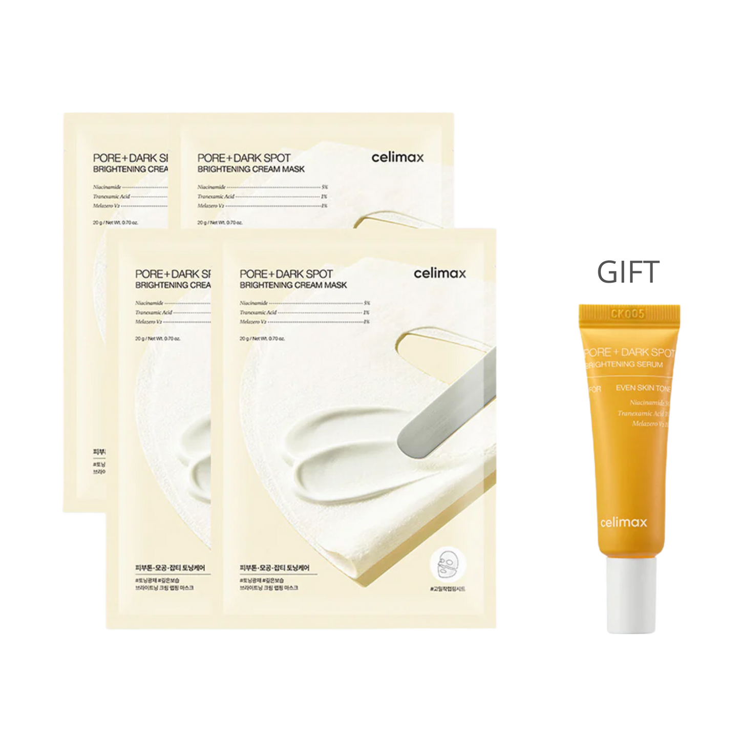 Máscara de envolvimento em creme iluminador de poros CELIMAX – 4 folhas