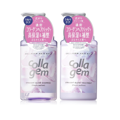 Collagem Shampoo and Conditioner Set, High Penetration and Intense Shine Perfect straightening (Cassis Mellow)