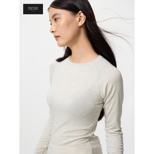 UNIQLO HEATTECH Extra Warm Cashmere Blend Crew Neck T – Color: 02 LIGHT GRAY