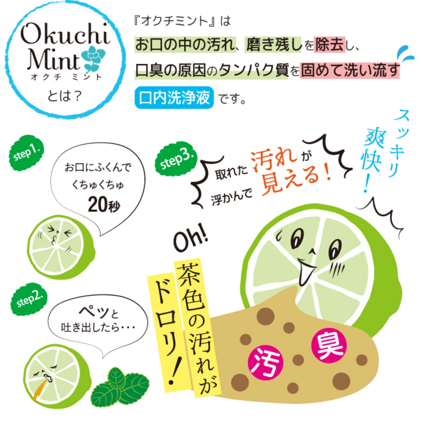 Okuchi Oral Cleansing Mouthwash Sabor Limão (Limão Hortelã) – 5 Sachês
