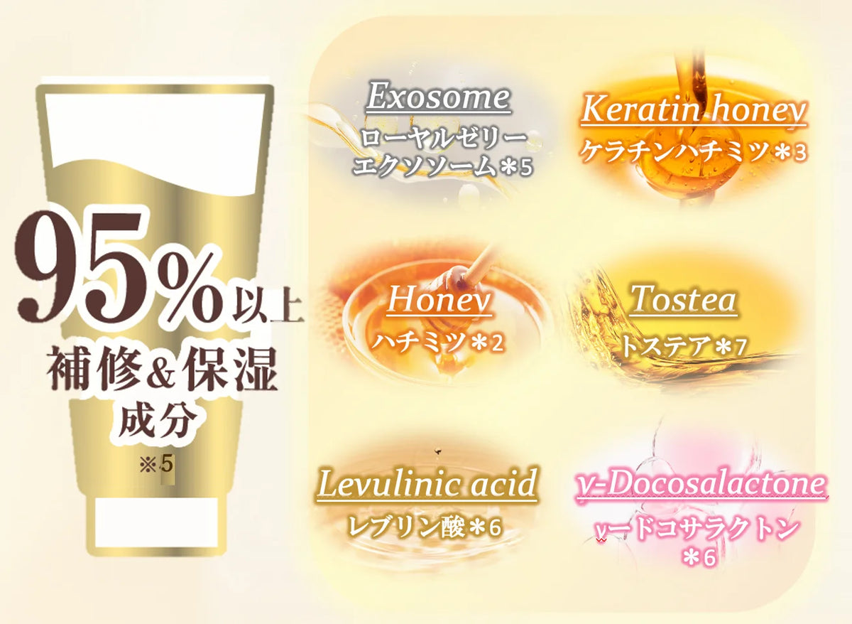 &honey Precious Repair Hair Pack key ingredients infographic showing 95% repair and moisturizing content