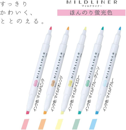 ZEBRA MILDLINER – Soft Fluorescent 5 Color Set WKT7-5C-N