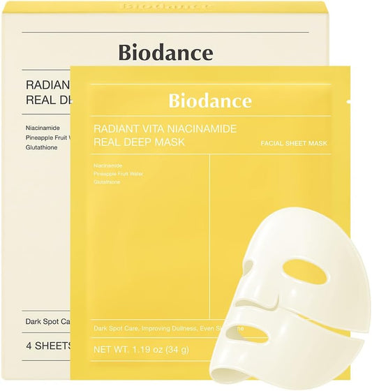 Máscara Profunda de Niacinamida Biodance Vita (34 g x 4 folhas)