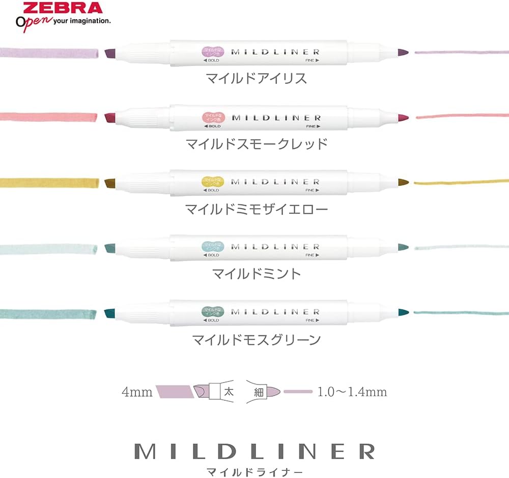 ZEBRA MILDLINER – Calm Mild 5 Color Set B-WKT7-5C-OT