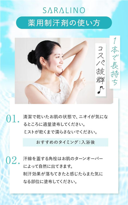 SARALINO Antiperspirant Spray 50mL – Japan-Made Sweat Control