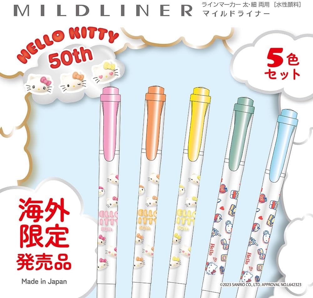 ZEBRA MILDLINER – Hello Kitty 50th Anniversary Design 5 Color Set WKT7 HK 5C
