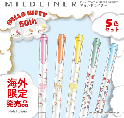 ZEBRA MILDLINER – Hello Kitty 50th Anniversary Design 5 Color Set WKT7 HK 5C