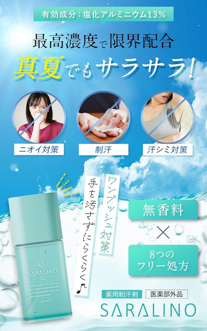 SARALINO Antiperspirant Spray 50mL – Japan-Made Sweat Control