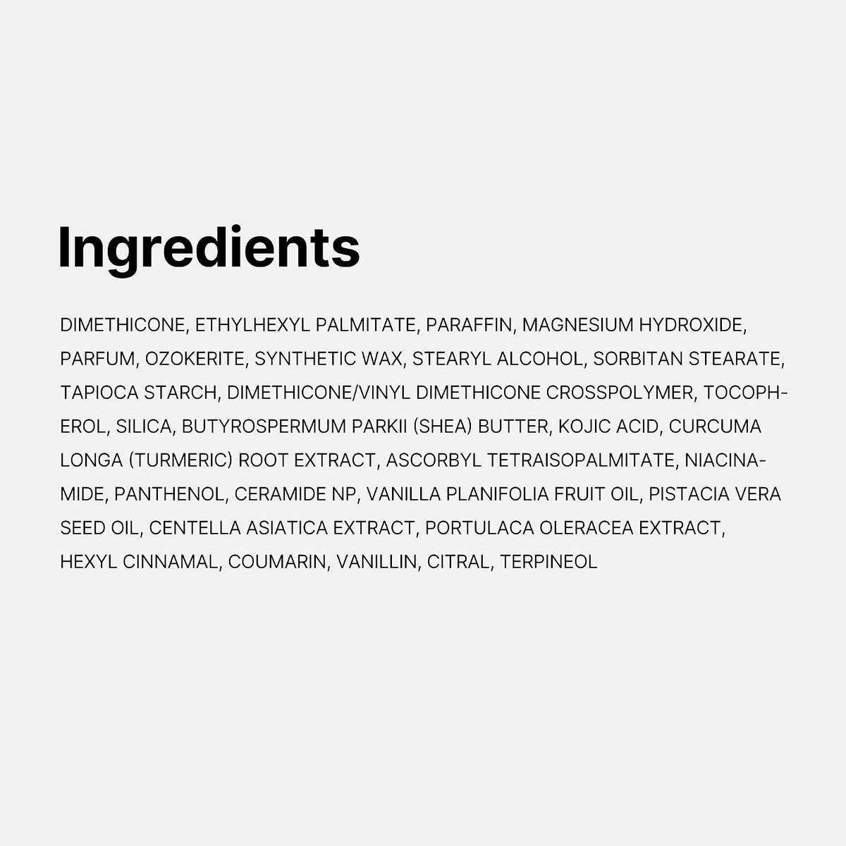 MEDICUBE Fresh That Lasts Deodorant Vanilla Pistachio full ingredient list
