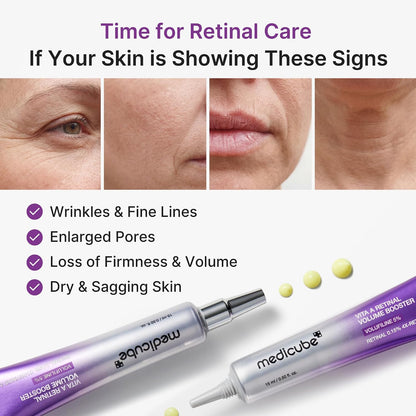 MEDICUBE Vita A Retinal Volume Booster signs of aging wrinkles fine lines enlarged pores loss of firmness dry sagging skin