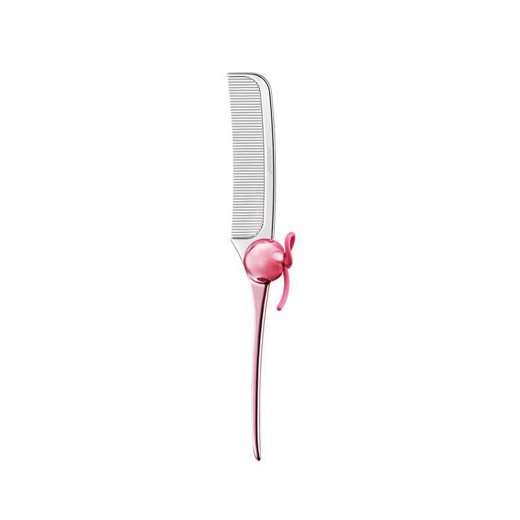 Medicube Ribbon Cherry Chrome Folding Comb unfolded front view
