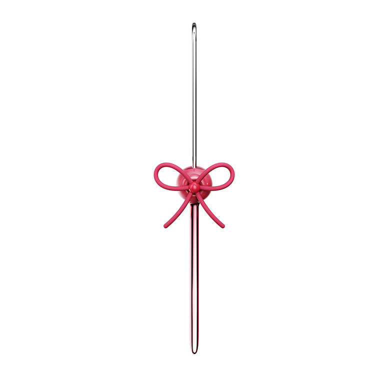 Medicube Ribbon Cherry Chrome Folding Comb handle and bow close-up