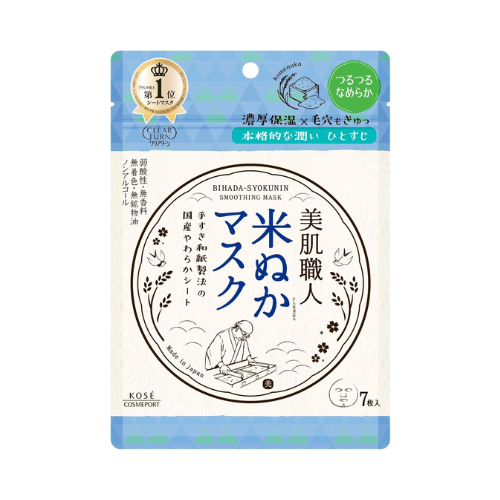 Máscara de farelo de arroz Bihada Shokunin Clear Turn – 7 folhas