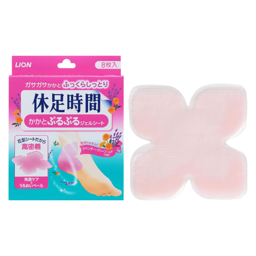 Folhas de gel hidratante para calcanhar LION Kyusoku Jikan [8 folhas]