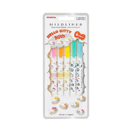 ZEBRA MILDLINER – Hello Kitty 50th Anniversary Design 5 Color Set WKT7 HK 5C