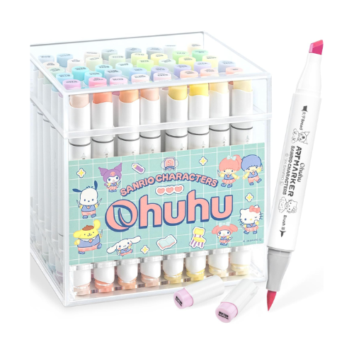 Ohuhu Illustration Markers – Brush Tip, 80 Colors (81 Pens) - Sanrio × Ohuhu Collaboration
