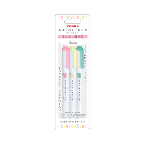 ZEBRA MILDLINER – Soft Fluorescent 3 Color Set WKT7-3C-N