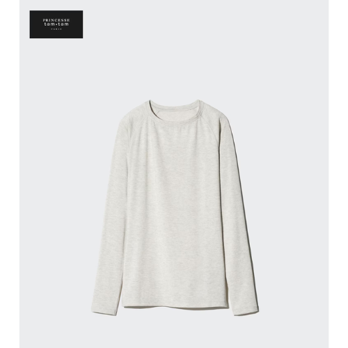 UNIQLO HEATTECH Extra Warm Cashmere Blend Crew Neck T – Color: 02 LIGHT GRAY