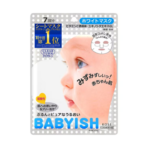 Máscara Infantil Clear Turn Babyish White – 7 folhas (tipo refrescante e iluminador)