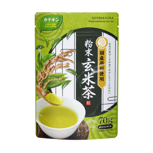 Uji Moritoku Genmaicha Powder – 70g (Roasted Brown Rice Green Tea, Easy to Prepare)