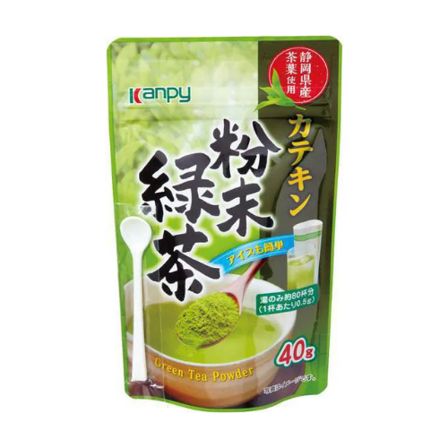 Kanpy Catechin Powdered Green Tea – 40g (with Measuring Spoon, Resealable Pouch)