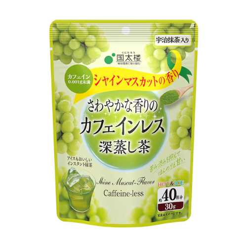 Kunitaro Decaffeinated Deep-Steamed Green Tea with Shine Muscat Aroma – 30g (Instant, Resealable Pouch)