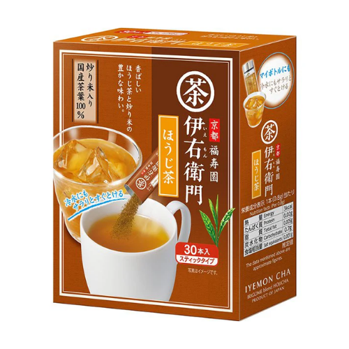 Iyemon Instant Hojicha Tea Sticks – 0.8g x 30 Sticks (24g total)