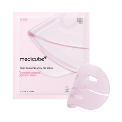 Máscara de gel de colágeno rosa PDRN da Medicube, 28g x 4 unidades (4 folhas)