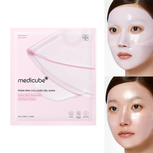 Máscara de gel de colágeno rosa PDRN da Medicube, 28g x 4 unidades (4 folhas)