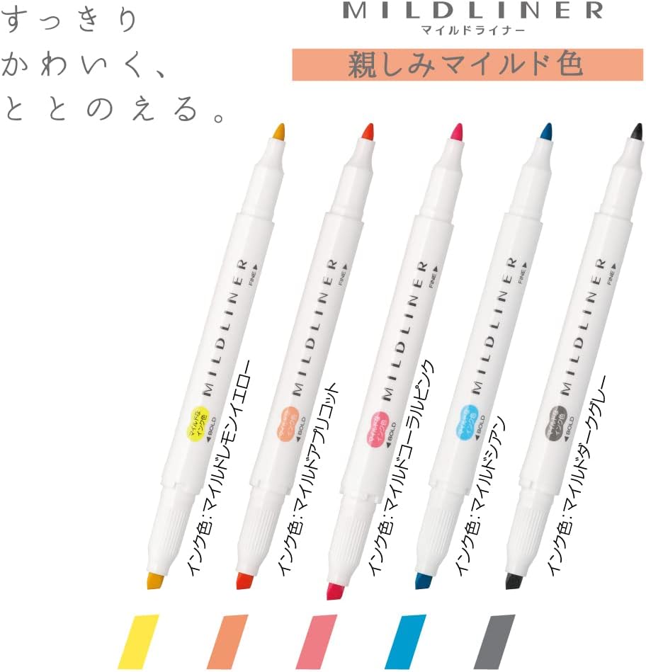 ZEBRA MILDLINER – Friendly Mild 5 Color Set WKT7-N-5C-N