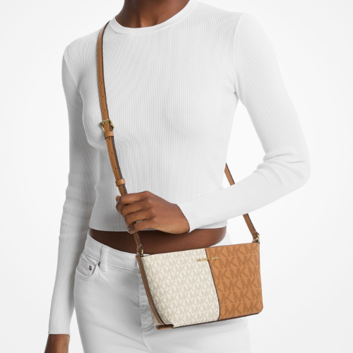 MICHAEL KORS OUTLET – Jet Set Two-Tone Crossbody Small – MK Signature (Deer Multi)