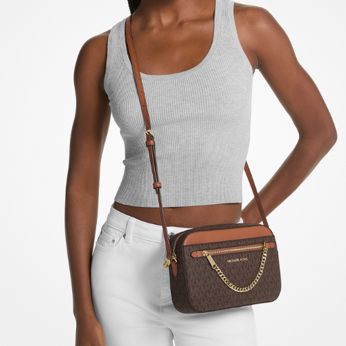 MICHAEL KORS OUTLET – Jet Set Item EW Zip Chain Crossbody Large - MK Signature