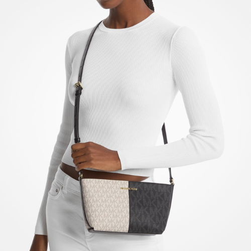 MICHAEL KORS OUTLET – Jet Set Two-Tone Crossbody Small – MK Signature (Black Multi)