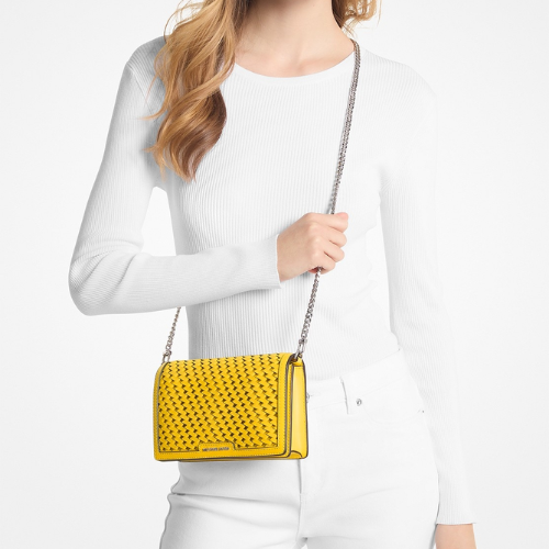 MICHAEL KORS OUTLET – Jet Set Woven Leather Crossbody Medium