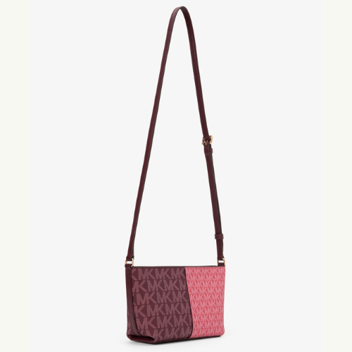 MICHAEL KORS OUTLET – Jet Set Two-Tone Crossbody Small – MK Signature (Oxblood Multi)