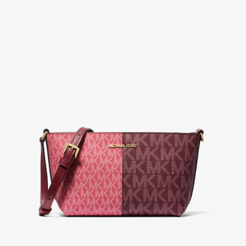 MICHAEL KORS OUTLET – Jet Set Two-Tone Crossbody Small – MK Signature (Oxblood Multi)