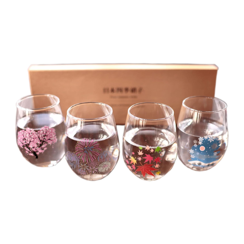 Marumo Takagi Pottery – Cold Sensation Japanese Four Seasons Free Glass Set – 4 Pieces