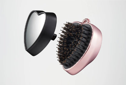 ReFa HEART BRUSH Charm – Mini Detangling Hairbrush with Mirror & Protective Cover