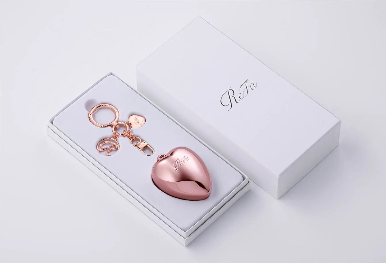 ReFa HEART BRUSH Charm – Mini Detangling Hairbrush with Mirror & Protective Cover