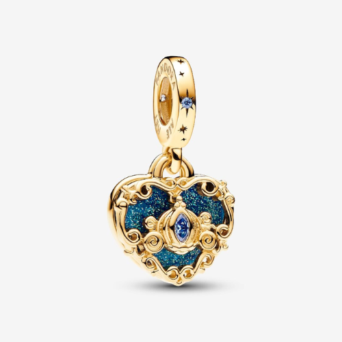PANDORA Disney Cinderella's Carriage & Heart Double Dangle Charm