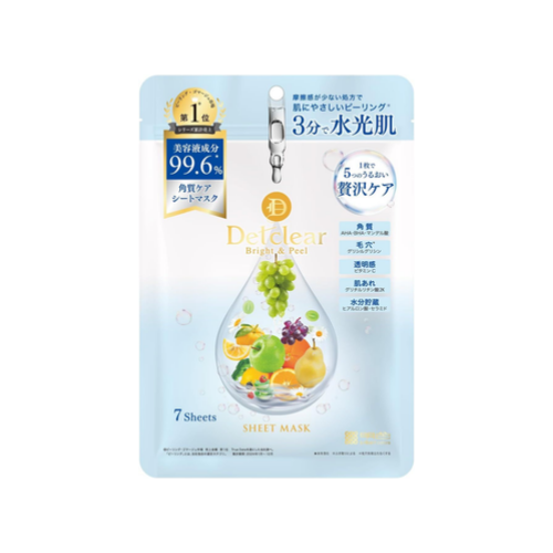 Máscara facial DET Clear Bright &amp; Peel (7 folhas) – Tratamento esfoliante de 3 minutos, fabricada no Japão